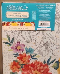 The Pioneer Woman Blooming Bouquet 12x18-Inch Glass Cutting Board