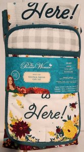 Pioneer Woman Harvest Rose Kitchen Apron Gift Set w/ Oven Mitt & Potholder