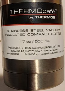 Thermos 17 OZ Stainless Steel Vacuum Insulated Compact Bottle