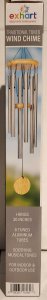 Exhart Hand Tuned Silver Metal Chime with Natural Wood Top and Charm 30 inch