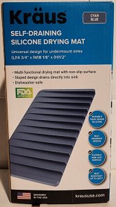 Kraus Self-Draining Silicone Drying Mat Cyan Blue 14-3/4" x 8-1/8" x 1/2"