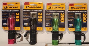 4 x Lux Pro Flashlights 290 lumens. Multiple Colors.